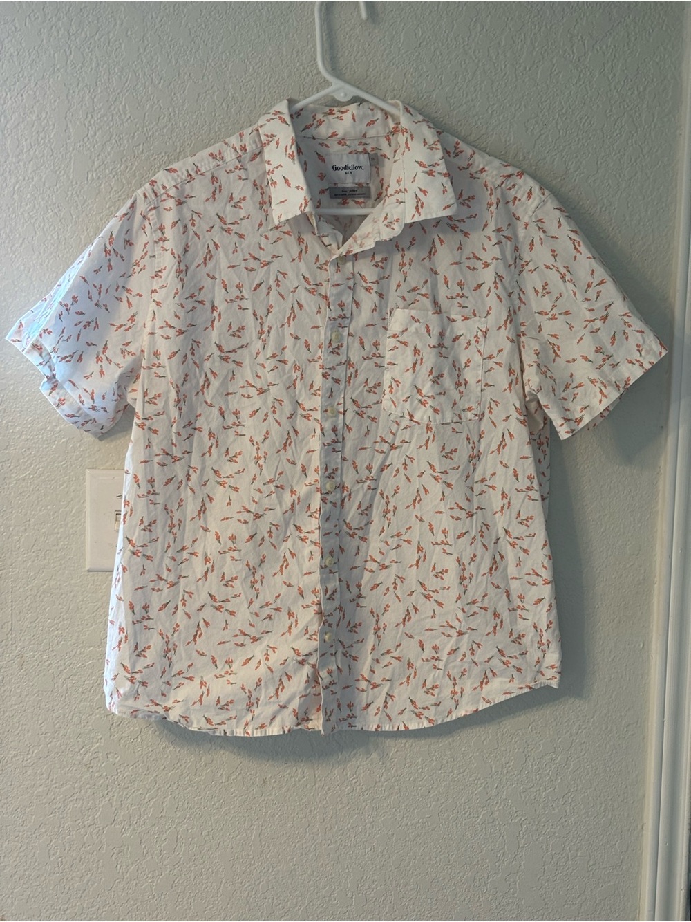 Goodfellow Cottagecore Floral Button Down Shirt XL White Orange Coastal Fairy